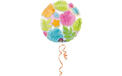 Folieballon Hibiscus doorzichtig  (zonder helium)